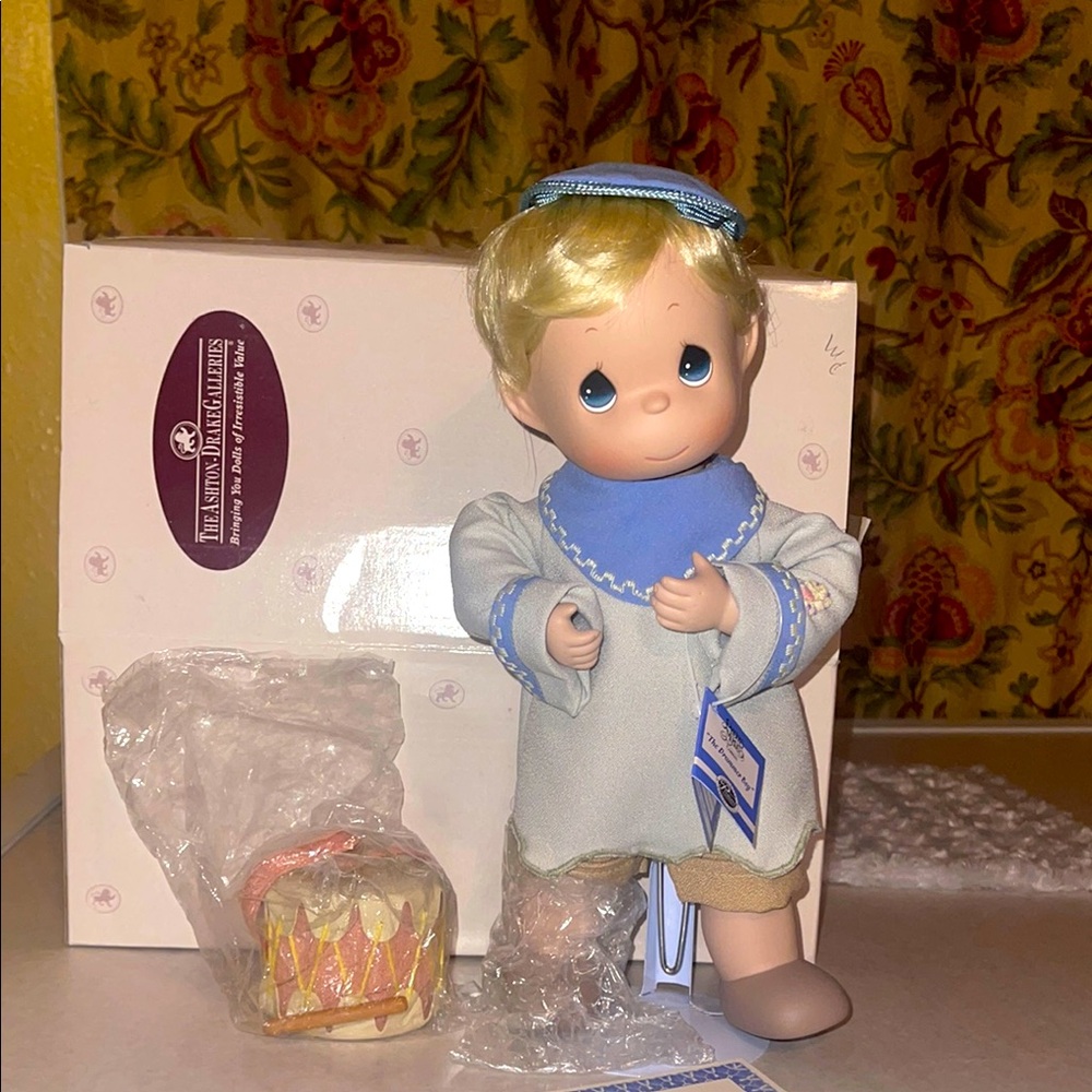 Precious Moments Blue and Cream Doll with Drum